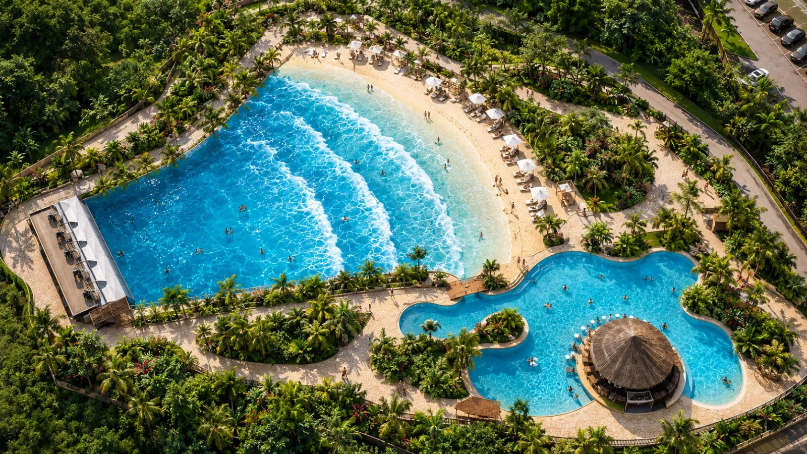 Vista aérea da piscina de ondas